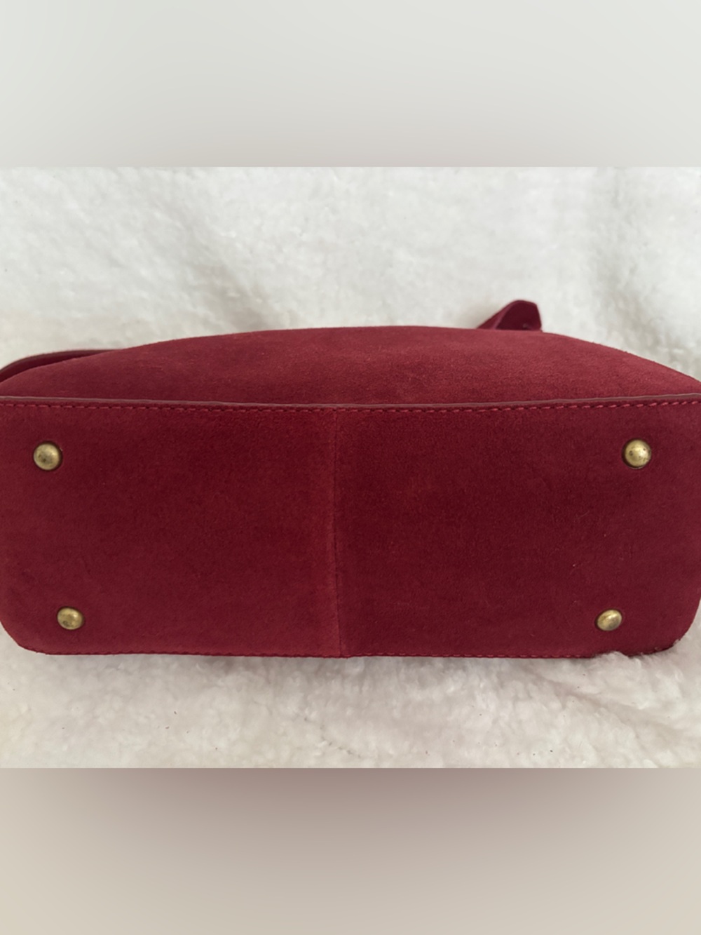 Classic Burgundy Suede Shoulder/Crossbody Bag - Stylish Everyday Carry - Picture 6 of 11